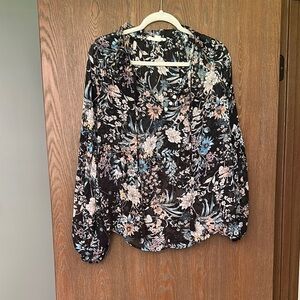 Lovestitch Floral Blouse in Black and Blue